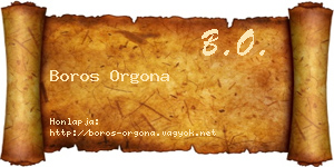 Boros Orgona névjegykártya